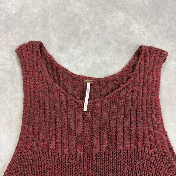 Free People Burgundy Knit Sleeveless Tiered Midi Dress M - Picture 4 of 8